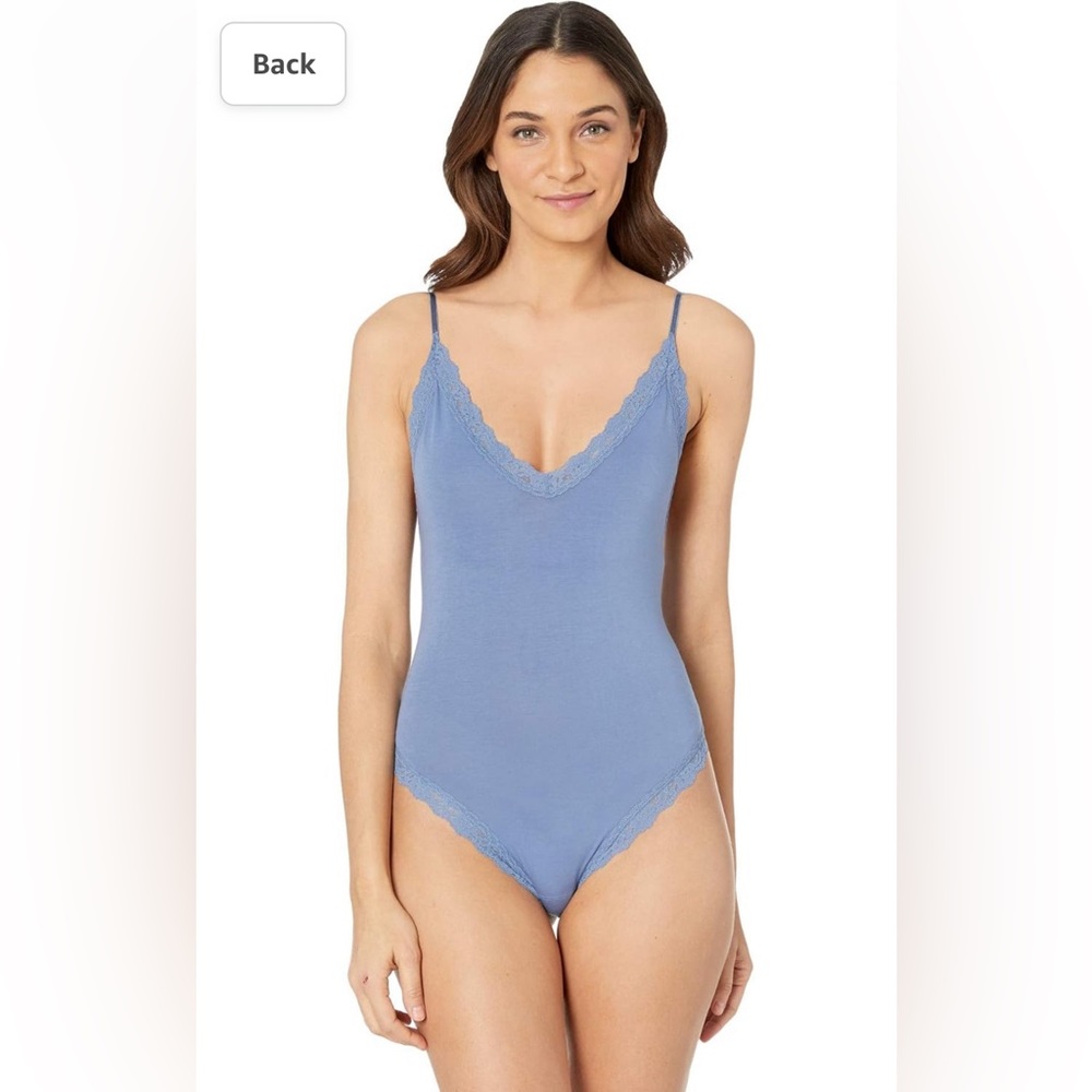 NWT Hanky Panky Women's Cotton Thong Back Bodysuit Blue